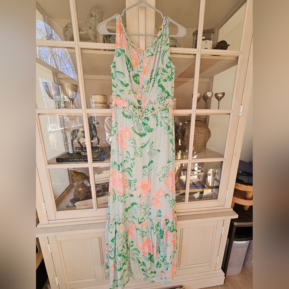 $449 CK Bradley Cleopatra Maxi Dress in Cordelia Sky Multi - Picture 8 of 9